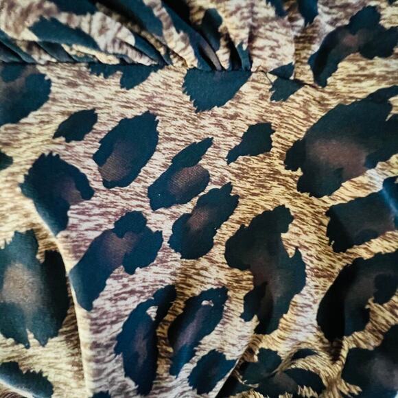 Lauren Ralph Lauren Animal Print Ruched V Neck Dress Brown Size 2 Cocktail Luxe - Picture 5 of 8